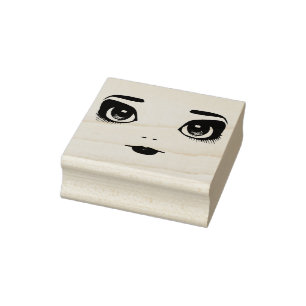 Big eye Doll Face Originele kunst Rubberstempel