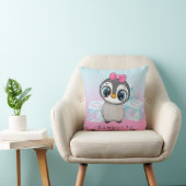 Big Eye Penguin met Roze Bow Custom Kussen (Stoel)