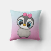 Big Eye Penguin met Roze Bow Custom Kussen (Achterkant)