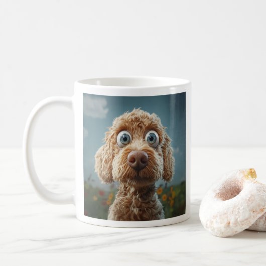 Big-Eyed Australian Labradoodle Koffiemok (Met donut)
