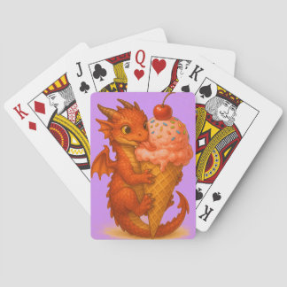 Big Eyed baby Fire Dragon Ice Cream Fantasy Art Pokerkaarten