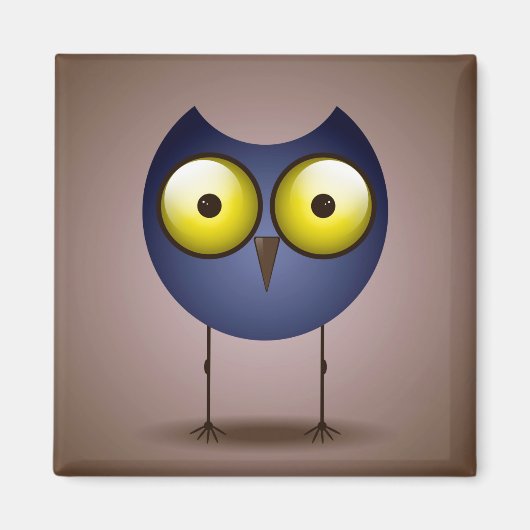 Big Eyed Blue Owl Magneet (Voorkant)