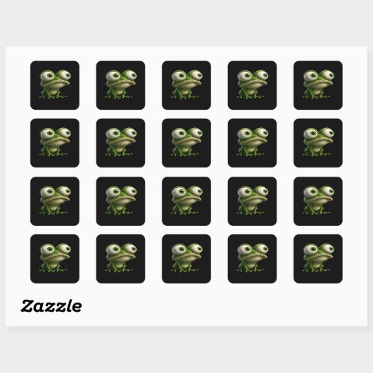 Big-Eyed Cartoon Frog Vierkante Sticker (Vel)