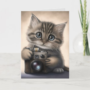 BIG EYED CUTE KITTEN CAT BIRTHDAY Kaart
