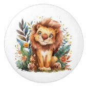 Big Eyed Lion Kitten Keramische Knop (Voorkant)