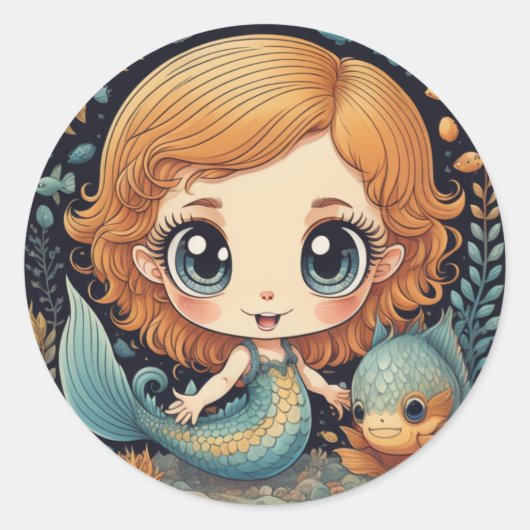 Big Eyed Mermaid Sticker (Voorkant)