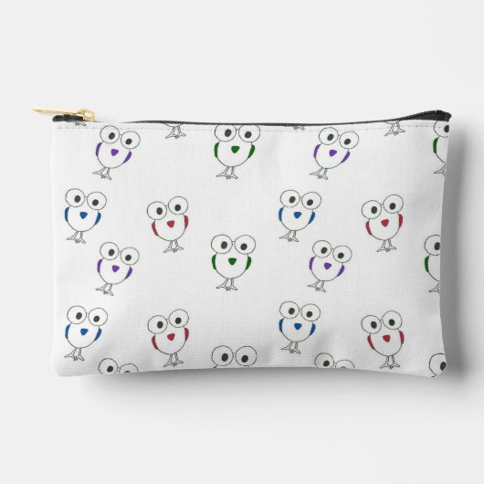 Big eyed vogel patroon wit etui (Voorkant)