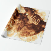 Big Eyes Monkey Coffee Art_633c3e6ae98b6de43e0a6dc Cadeaupapier (Uitgerold)