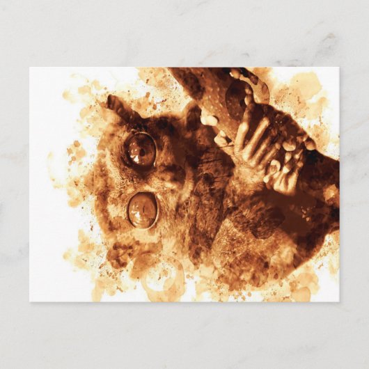 Big Eyes Monkey Coffee Art_633c3e6ae98b6de43e0a6dc Feestdagenkaart (Voorkant)