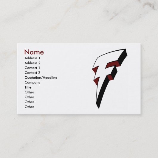 Big F Lightning Bolt Profile Card Sjabloon Visitekaartje (Voorkant)