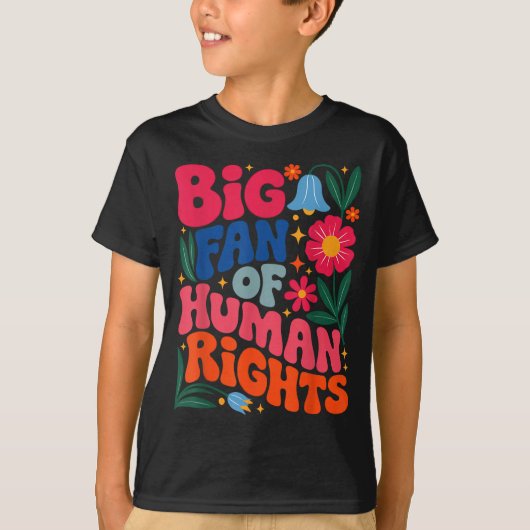 Big Fan Of Human Rights Boho Floral  T-shirt (Voorkant)