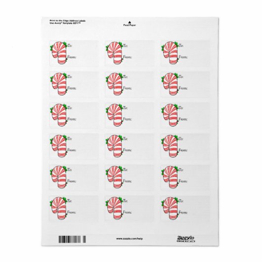 Big Fat Candy Cane Gift Label (Full Sheet)