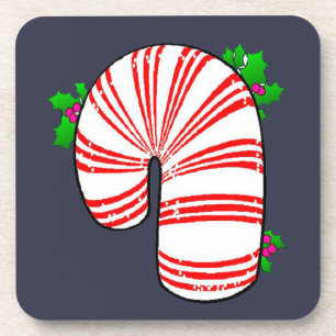 Big Fat Candy Cane op blauwe set kurkOnderzetters Bier Onderzetter