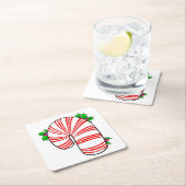 Big Fat Candy Cane Vierkante Kartonnen Onderzetter (Insitu)