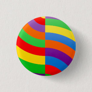 BIG FAT RAINBOW STRIPES CIRCLL PAPIER RONDE BUTTON 3,2 CM