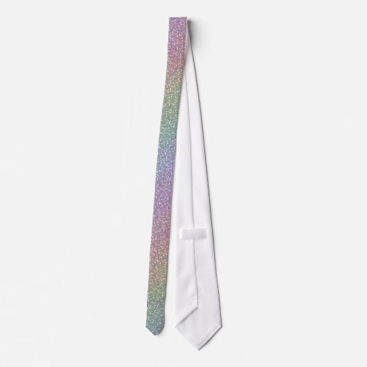 Big Faux Glitter Sparkles Shiny Rainbow Pearl Stropdas (Achterkant)