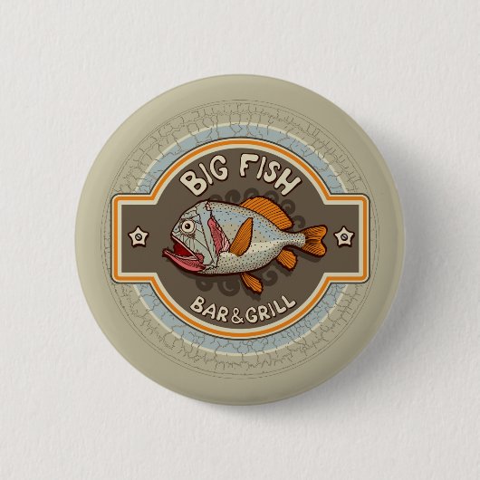 Big Fish Bar en grill Poster Ronde Button 5,7 Cm (Voorkant)