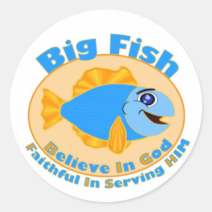 Big Fish Believe in God Ronde Sticker