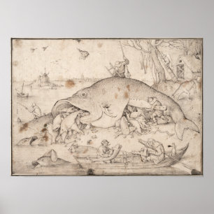Big Fish Eat Little Fish van Pieter Bruegel Poster
