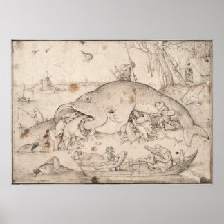 Big Fish Eat Little Fish van Pieter Bruegel Poster