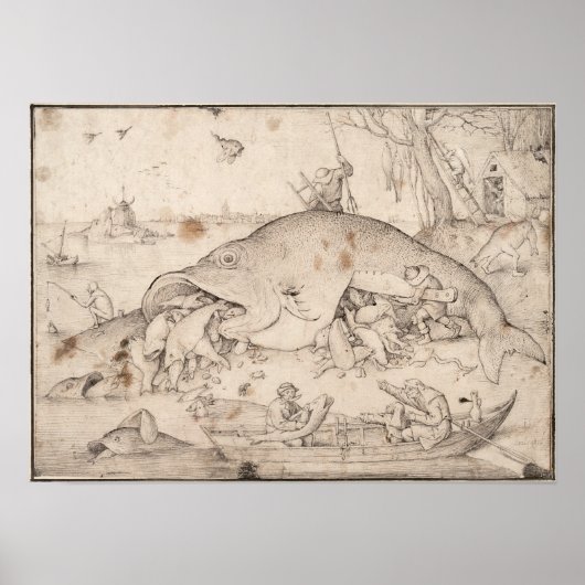 Big Fish Eat Little Fish van Pieter Bruegel Poster (Voorkant)