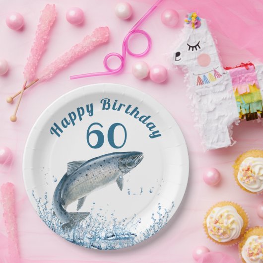 Big Fish in Water 60th Birthday Party Paper Bord (Feest)