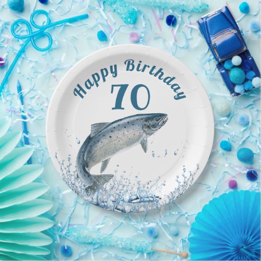 Big Fish in Water 70th Birthday Party Paper Bord (Feest)