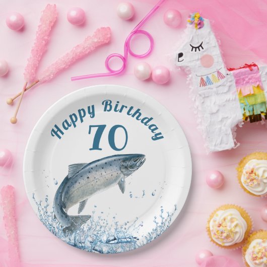 Big Fish in Water 70th Birthday Party Paper Bord (Feest)