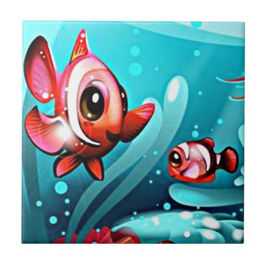 Big Fish Little Fish Tile Tegeltje (Voorkant)