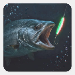 Big Fish with Neon Lure Vierkante Sticker