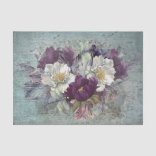 Big Flowers Blue Grey Background Tissuepapier