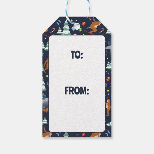 Big Foot, Aliens en Rendier Sci-Fi Kerstmis Cadeaulabel (Achterkant)