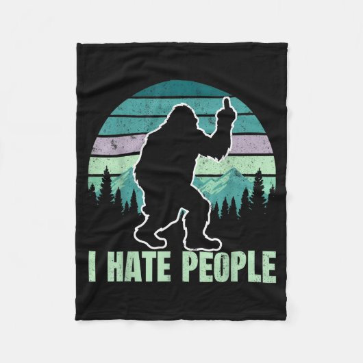 Big Foot I Hate People Middle Finger Sasquatch Ret Fleece Deken (Voorkant)