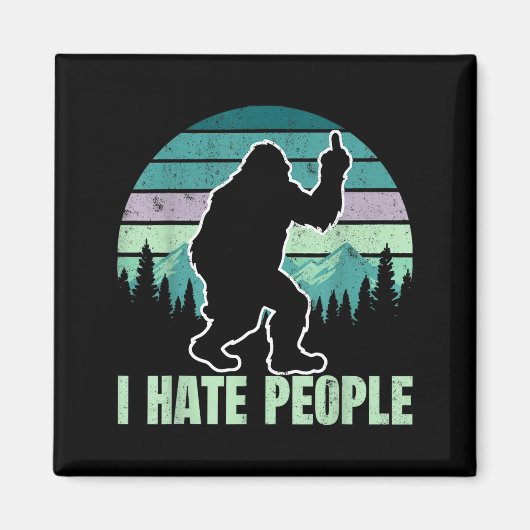 Big Foot I Hate People Middle Finger Sasquatch Ret Magneet (Voorkant)