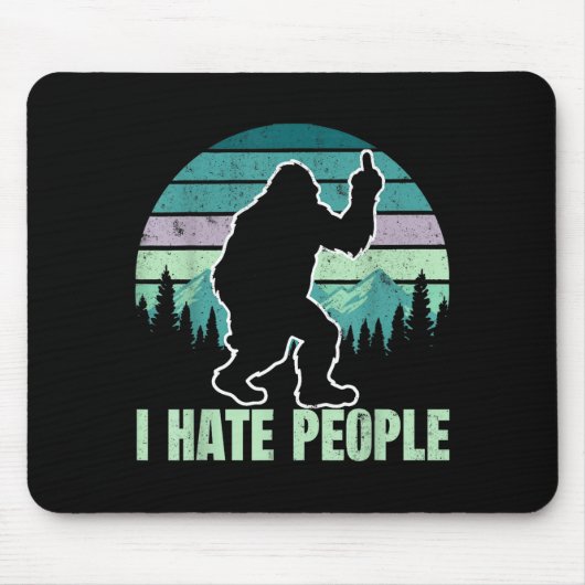 Big Foot I Hate People Middle Finger Sasquatch Ret Muismat (Voorkant)