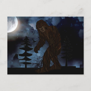 Big Foot of Sasquatch Wolf Howling Full Moon Briefkaart