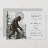 Big Foot/Sasquatch Birthday Party Invitation Kaart (Voorkant / Achterkant)