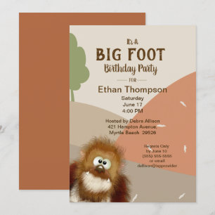 Big Foot/Sasquatch Birthday Party Kaart