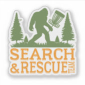 Big foot zoeken en redden disc golf sticker (Voorkant)