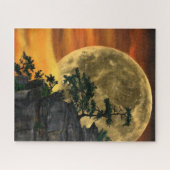 Big Full Moon Night Jigzaag Puzzle - Schilderen Legpuzzel (Horizontaal)