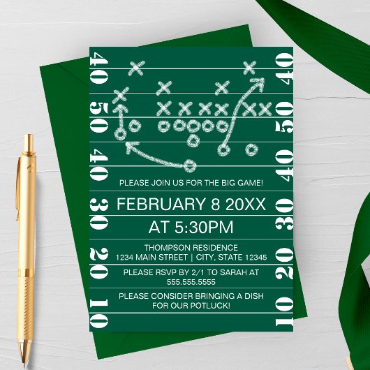 Big Game Football Play Diagram Party Invitation