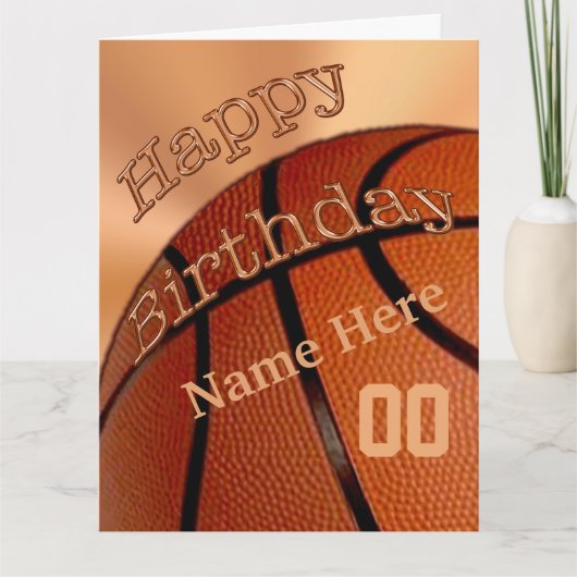 BIG Gepersonaliseerde Happy Birthday Basketbal Kaa Kaart (Voorkant)