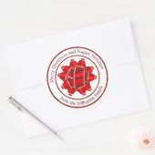 Big Gift Bow en Red Glitter Ronde Sticker (Envelop)