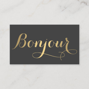 Big Gold Bonjour II Eenvoudig Vermeld Visitekaartj Visitekaartje