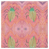 Big Green Beetle Bug op Red Stripe Stof (Close Up)