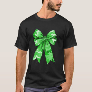 Big Green Camo Coquette Bow Camouflage Meisje Scha T-shirt
