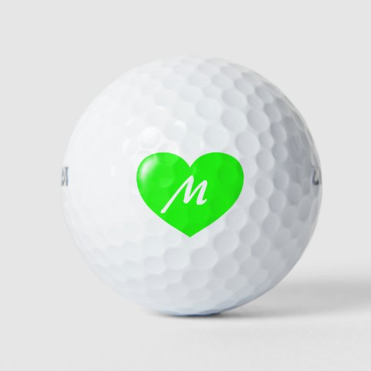 Big Green Heart monogram Sjabloon Golfballen (Voorkant)