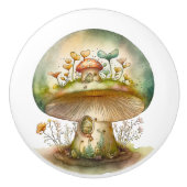 Big Green Toadstool Fairy House Keramische Knop (Voorkant)