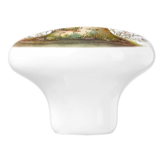 Big Green Toadstool Fairy House Keramische Knop (Zijkant)