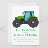 Big Green Tracteur 4e anniversaire Invitations (Devant)